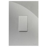 Conjunto Interruptor Paralelo Vertical 4x2 - RECTA PRATA GLOSS